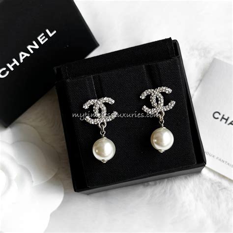 chanel pink crystal earrings|chanel pearl drop earrings price.